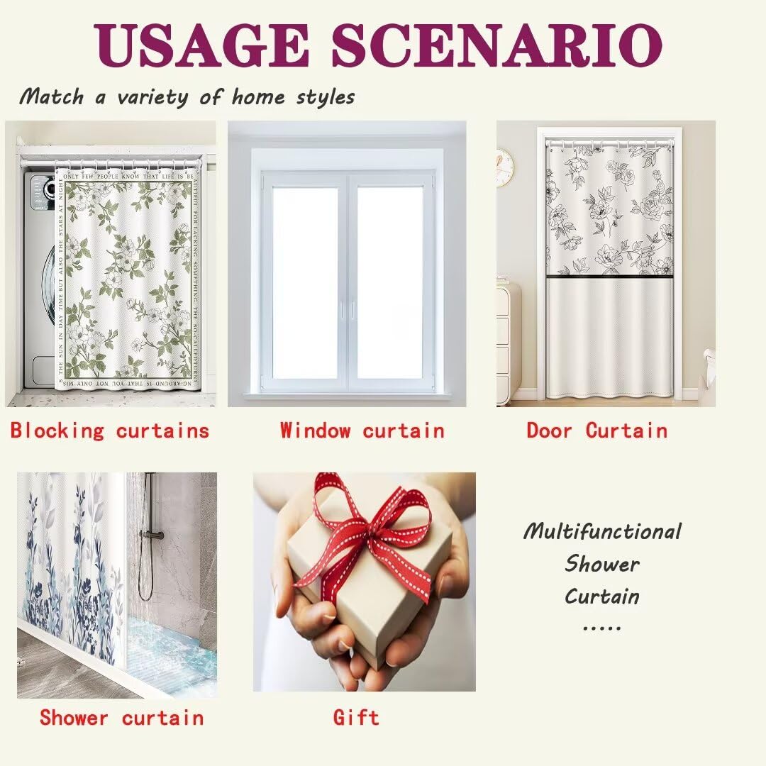 Duschvorhang 80x200cm Wasserdicht - Mit Beschwertem Saum & Schnelltrocknend