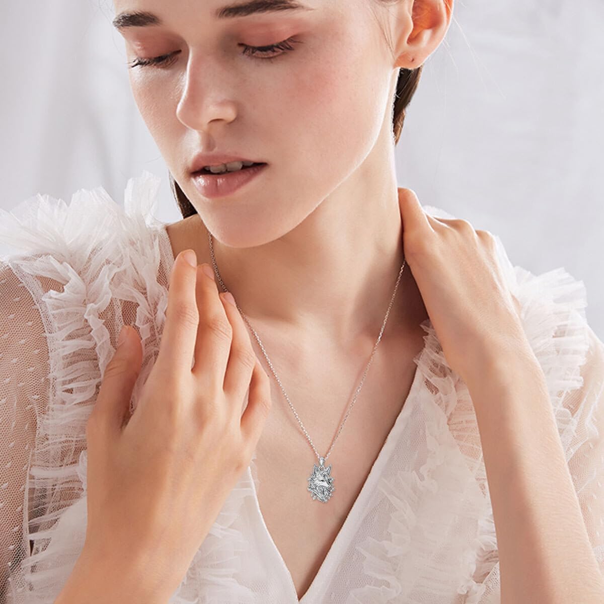 Diamond Fox Necklace for Women 925 Sterling Silver Fox Pendant Necklace with Lab Grown Diamond Jewelry Gifts for Women - Image 5