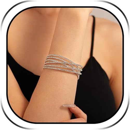 choice of all Rhinestone Bracelet for Women Multilayered Cystal Braclet Silver P
