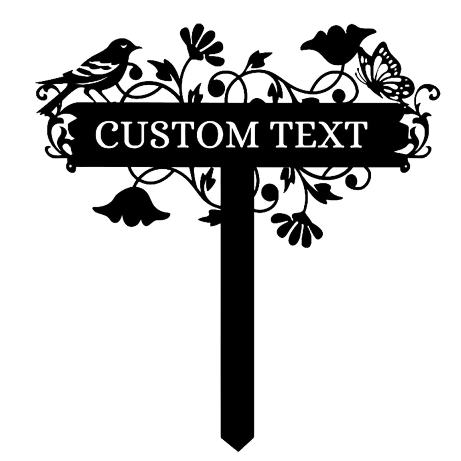 Custom Bird Garden Sign with Stake, Custom Rustic Yard Welcome Sign with Text, Metal Stake Decoration of Courtyards, Lawns,Terraces Garden Signs Decoration