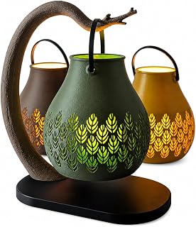 Lámpara de mesa decorativa para colgar, estilo rústico, decoración de farol para dormitorio, sala de estar, patio y decoración del hogar, luz nocturna de ambiente cálido