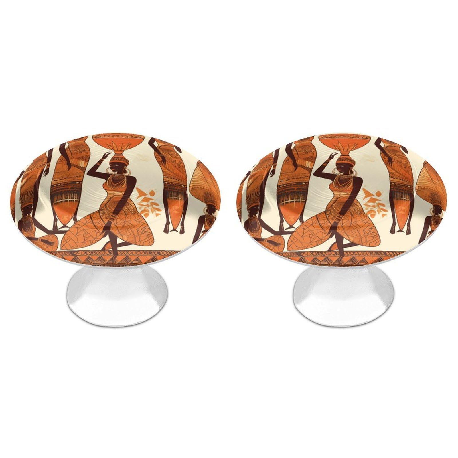 DWVTSLH African Tribal Woman Cabinet Handles 2 Pack Stainless Steel Kitchen Drawer Pulls with Installation Screws Round Dresser Drawer Knobs 1.1 Inch Modern Cabinet Hardware Door Handles