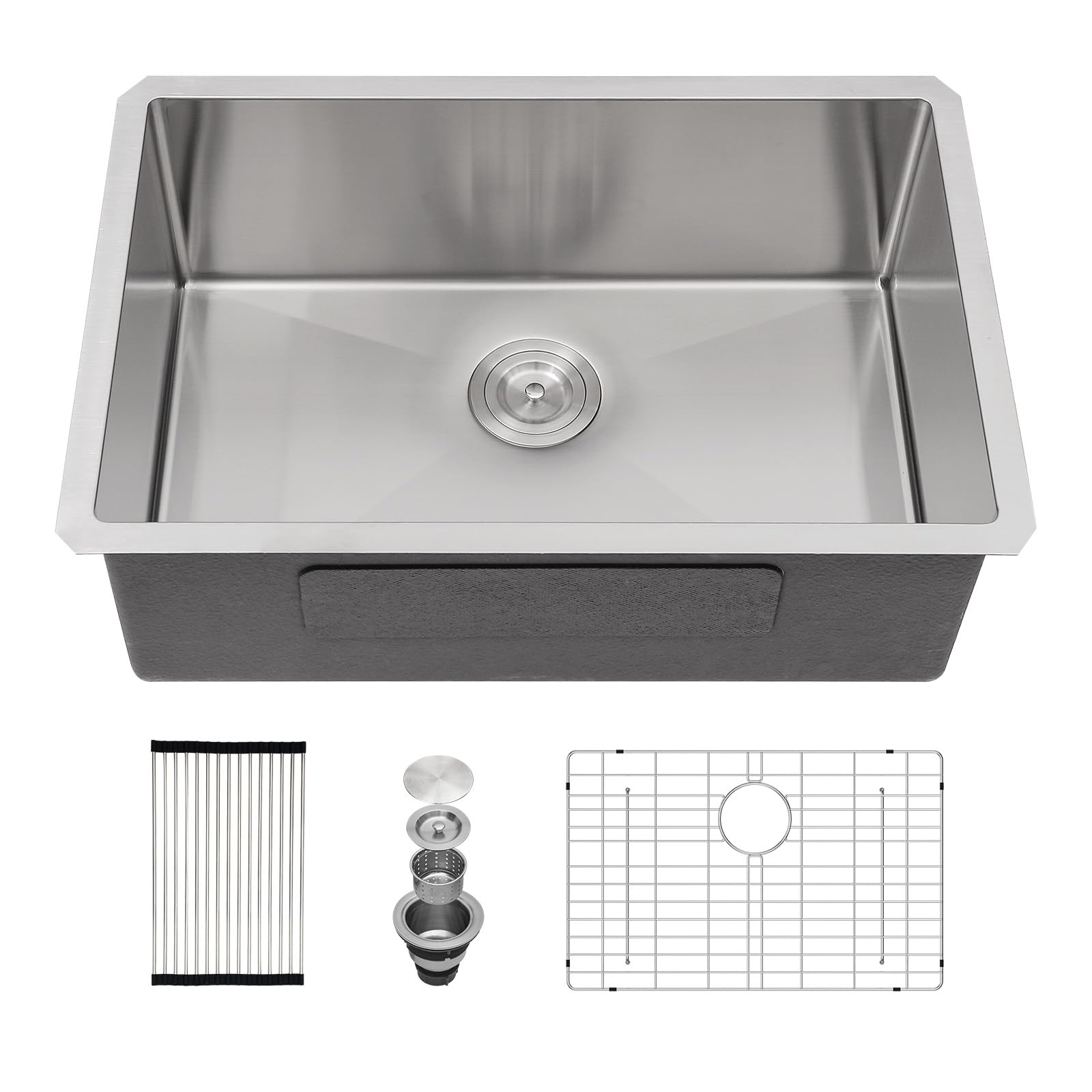 27 Inch Undermount Kitchen Sink - Beslend 27x18x10 Inch Undermount Sink Stainless Steel Kitchen Sink 16 Gauge Under Counter Sink Single Bowl Kitchen Sink