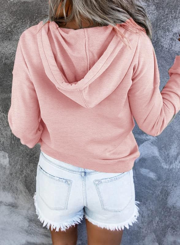 Eniloyal Hoodies for Women Pullover Light Sweaters Button Up Casual Long Sleeve Sweatshirts Fall Clothes Tops with Pockets - Image 4