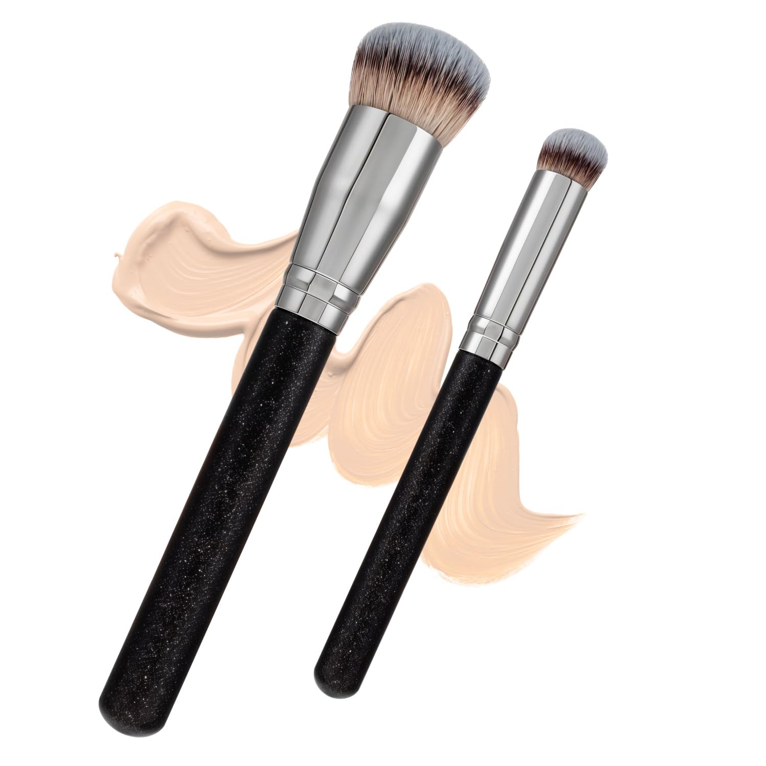 LAC FOR YOU Set 2 Pennelli Fondotinta & Correttore – Pennello Fondotinta Obliquo a Setole Dense e Pennello Correttore Precisione Occhiaie – Manico Cilindrico Ergonomico