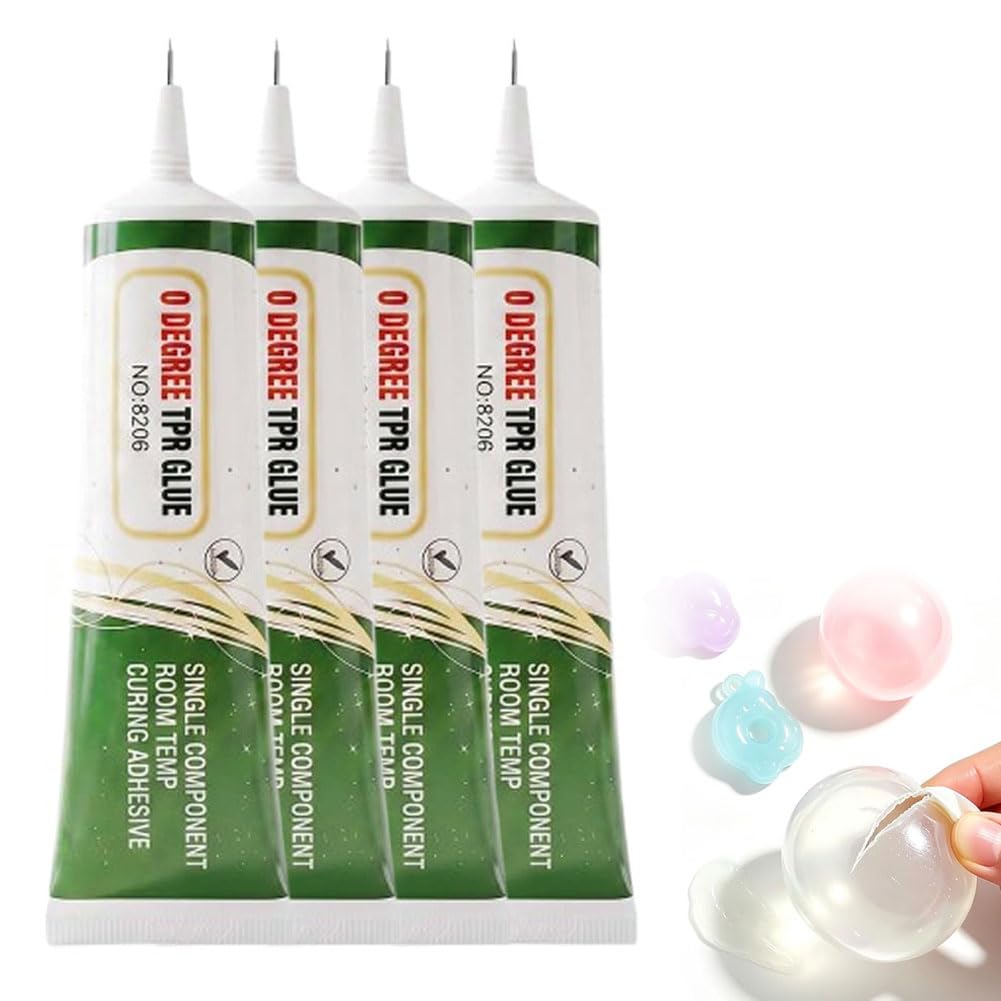 Squishy Glue, Clear Silicone Glue for Squishy, Clear Tpr Repair Glue, Flexible Silicone Adhesive, Quick Drying Waterproof Squishy Adhesive for Rubber, Model, TPU, TPR, TPE Materials, 20ml，4PCS