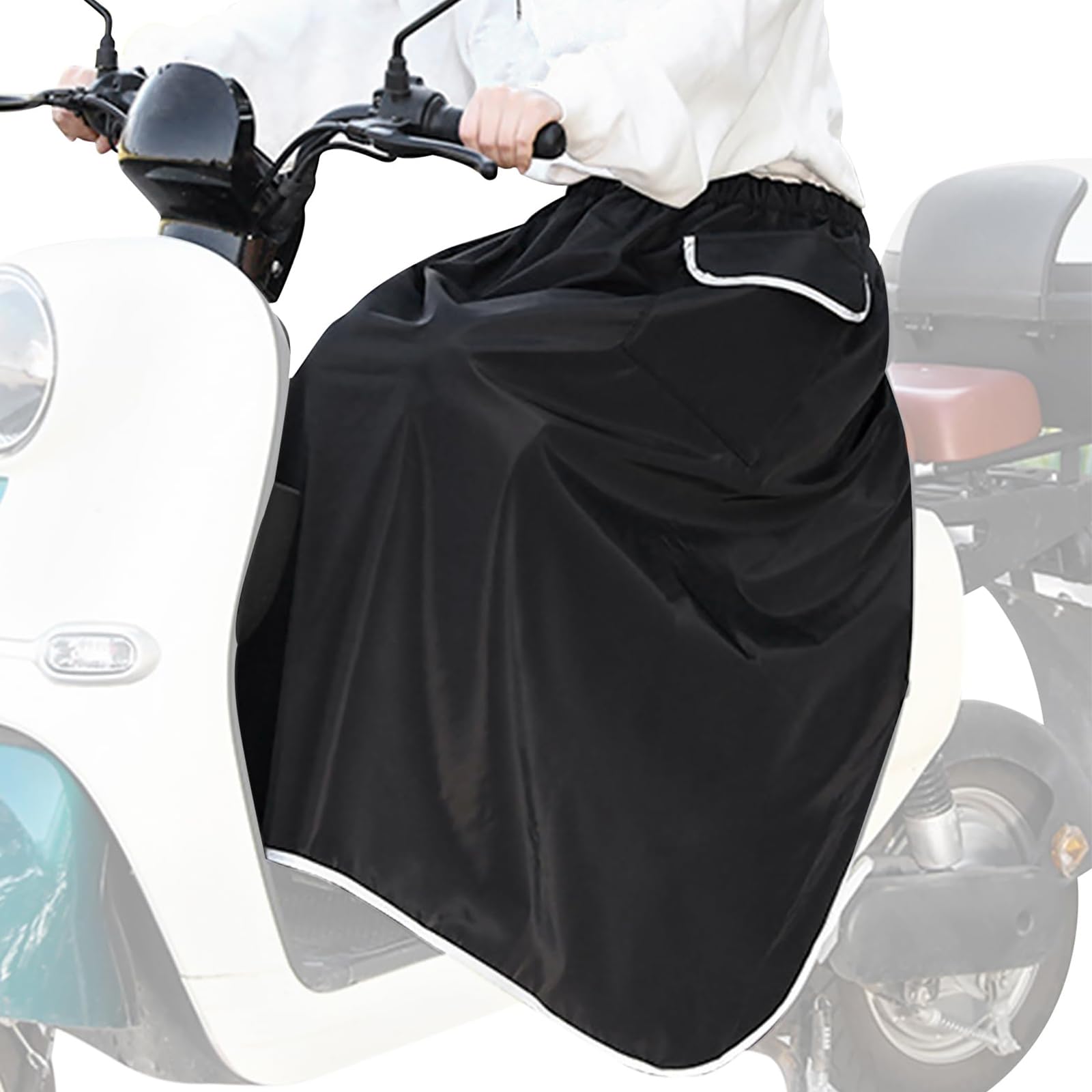 Coprigambe invernale per scooter con strisce riflettenti e tasca, protezione per le gambe, protezione dal vento, protezione invernale per scooter, coprigambe universale per scooter - Nero