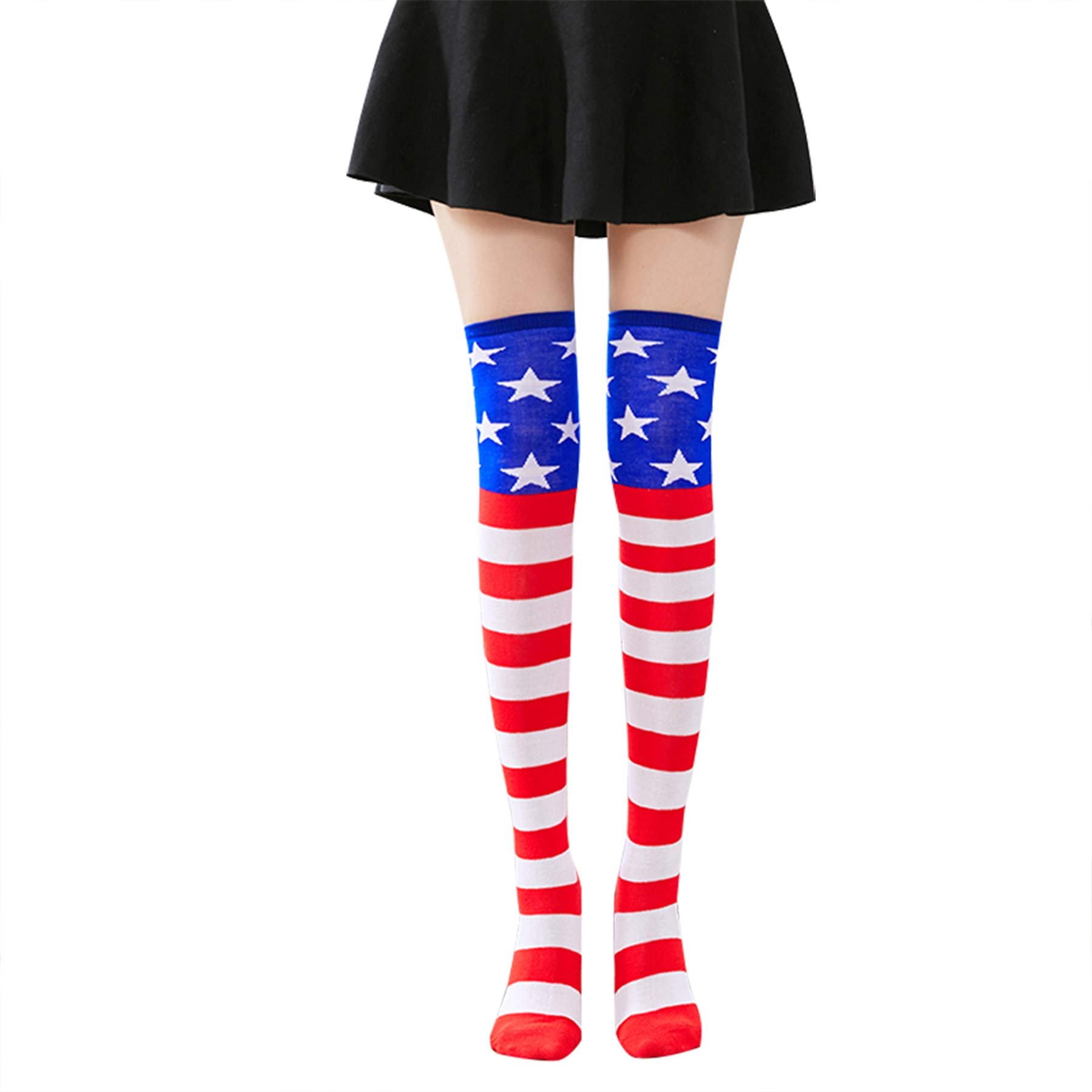 Womens Thigh High Socks Long Striped Over the Knee Warm Stocking Leg Warmer Novetly Boot Socks For Costume Party