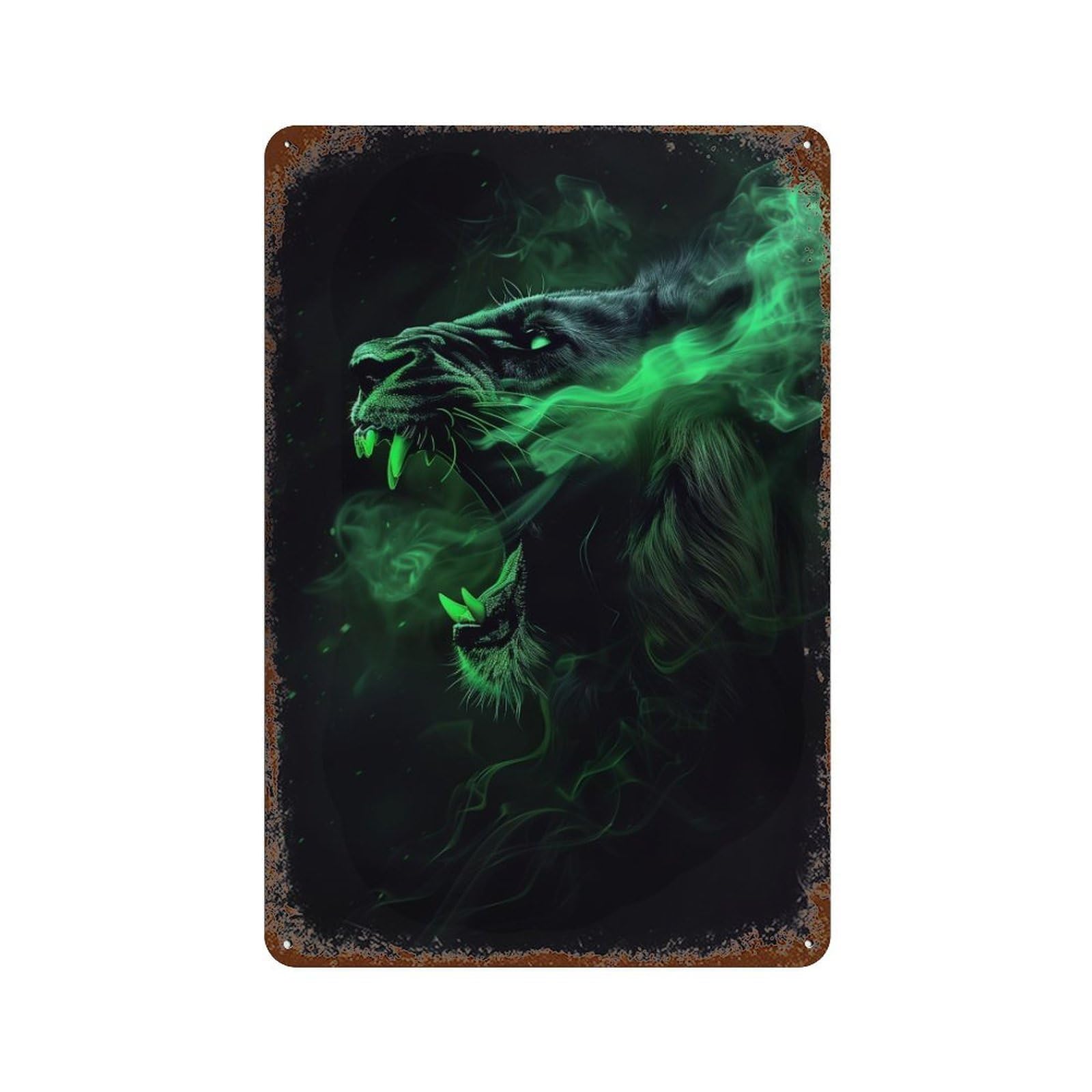 Green Panther Smoke Artwork Retro Metal Sign 11.8"x7.9", for Bistro, Counter And Cafe Decor, Rustic Home Decor