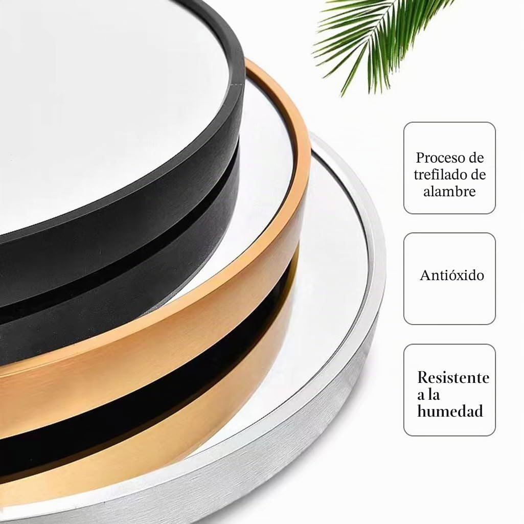 Espejo de Baño Ovalado con Luz LED Regulable (3000-6000K) - Retroiluminación y Luz Frontal, Resistente al Agua, Ideal para Maquillaje, Color Dorado