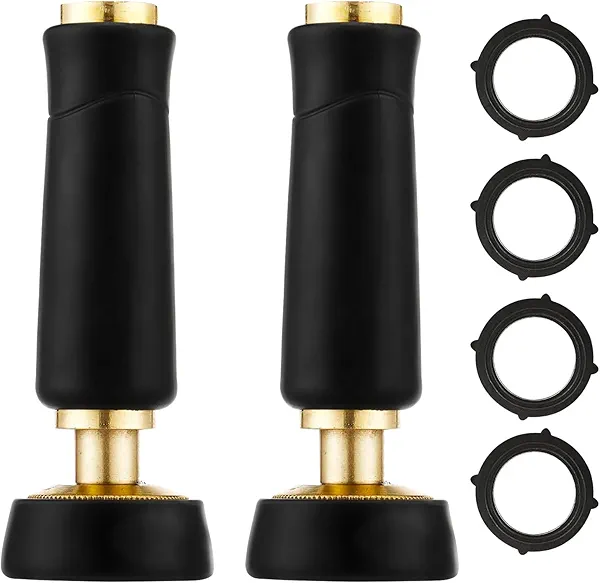 Garden Hose Nozzle Heavy Duty Metal Outdoor Water Sprayer High Pressure Hose Attachment Nozzle Gun 360°Rotaing Water Adjustmen for Car Wash,Plant,Bathe Dog,Horse (Nozzle 2 pack)