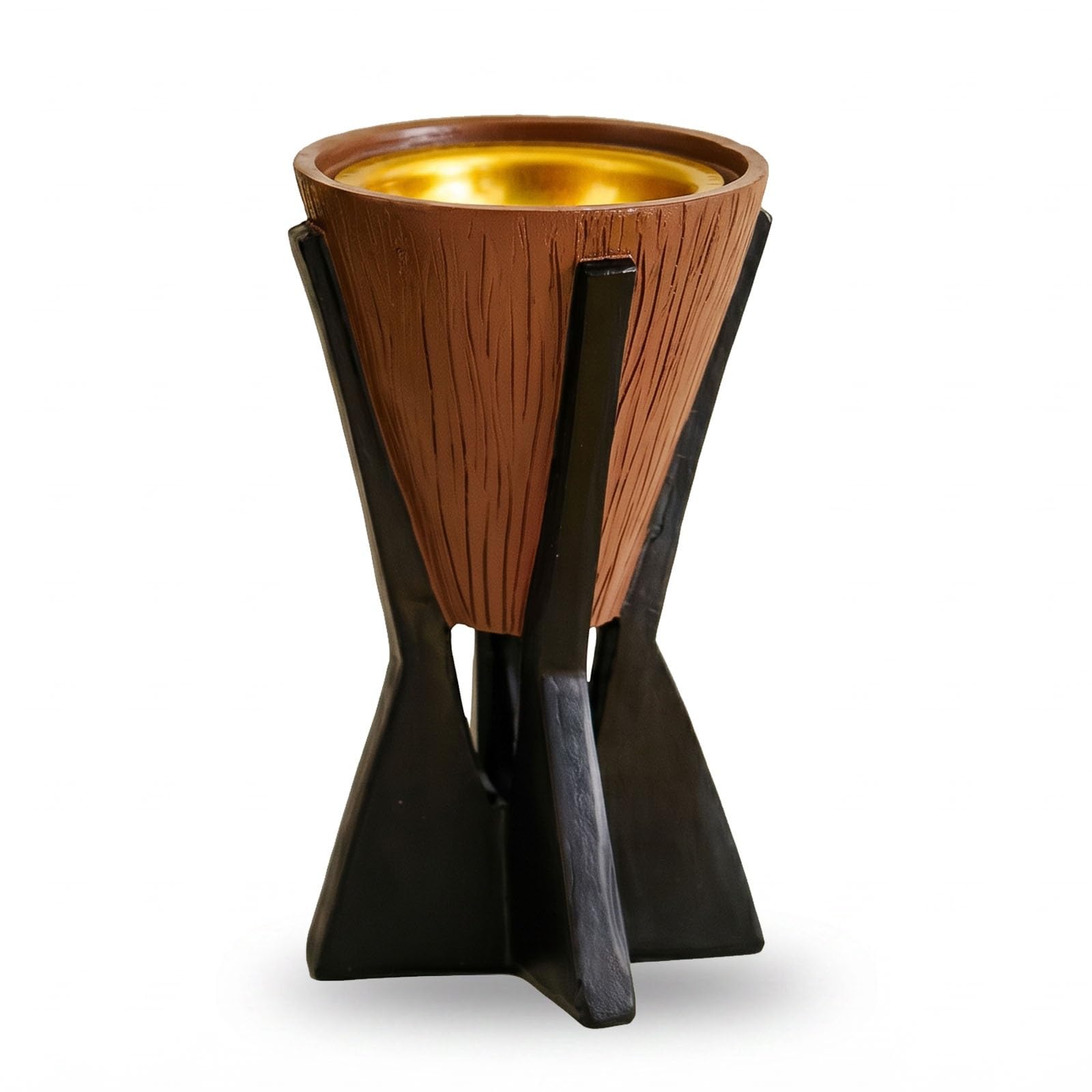 Zen Cone Resin Incense Burner Wood Grain Meditation Aromatherapy Holder(Brown)
