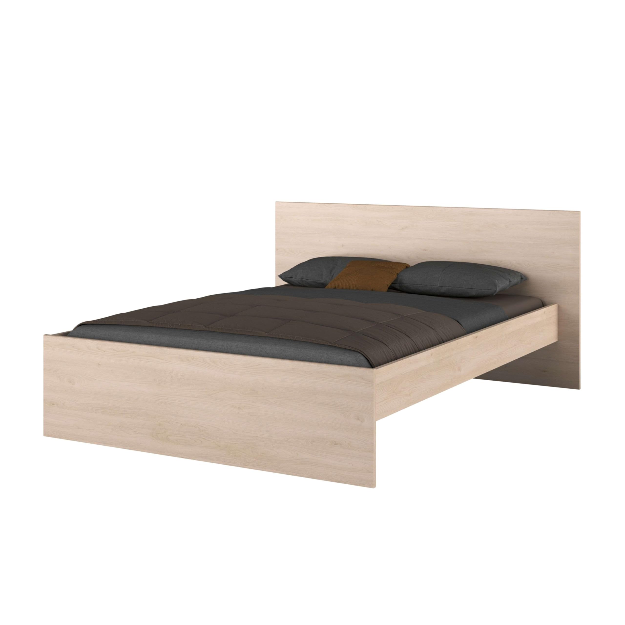 Miroytengo Pack Dormitorio Completo John Cama con cajones y Cabecero Puente Roble Brooklyn y Negro Stipple (Cama de 135-140x190 cm)