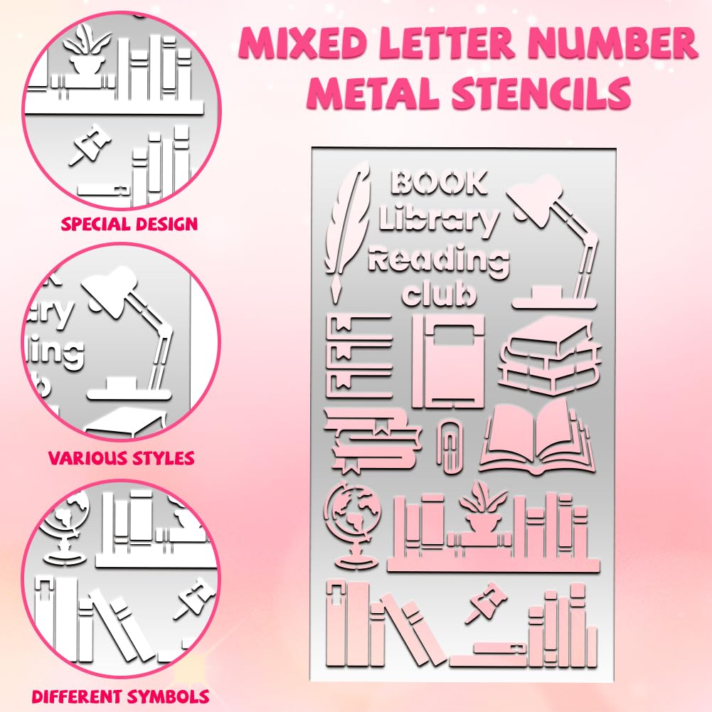 BEUNITONE Book Metal Stencils for Journaling, Crafts, Painting - Reusable Planner Stencils for Notebook, Cards, Scrapbook Art Projects - Personalized DIY Journal - Image 4