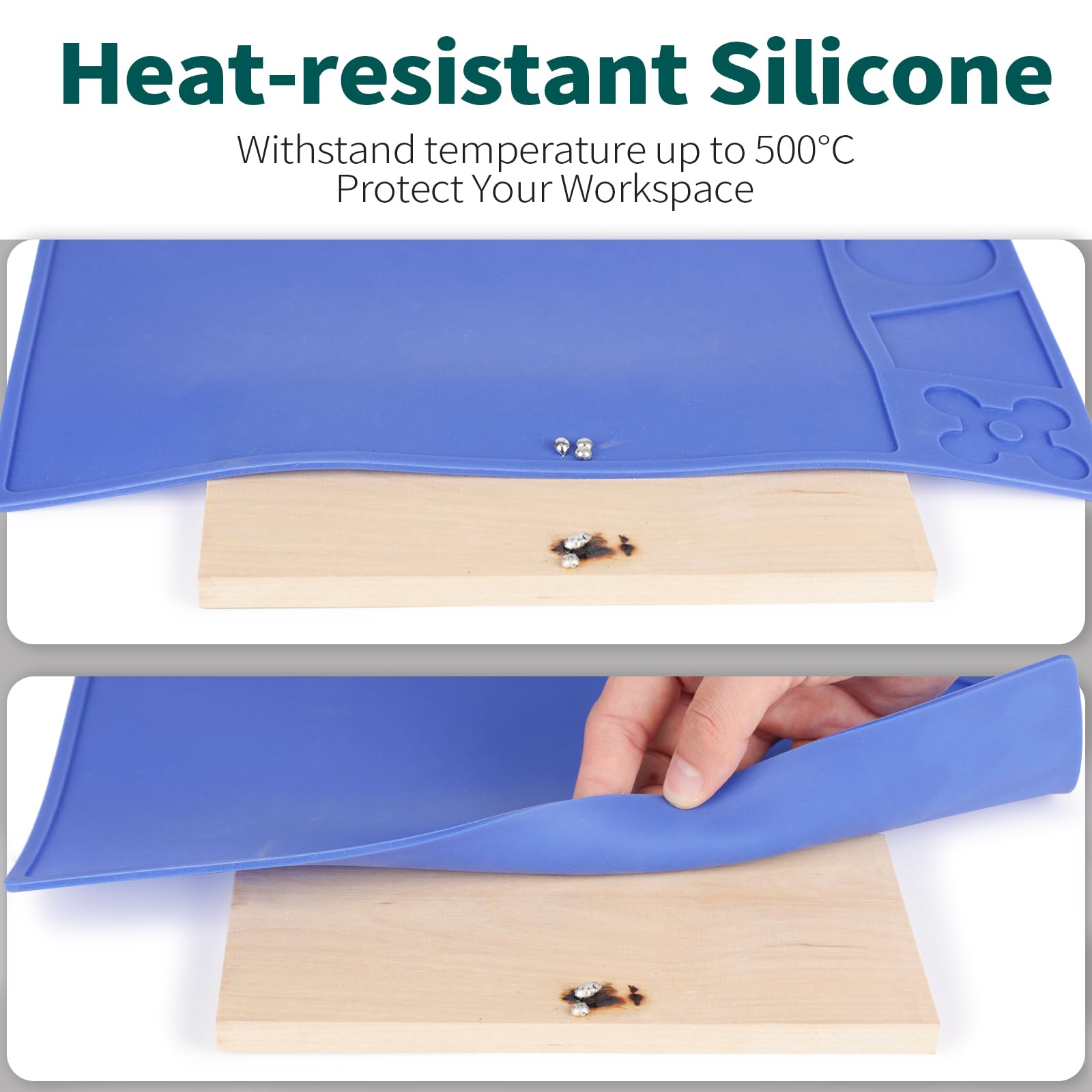 YIHUA M150 Heat-Resistant Soldering Mat Dimensions 330x209x3mm with Multiple Storage Slots, Built-in Ruler - Image 3