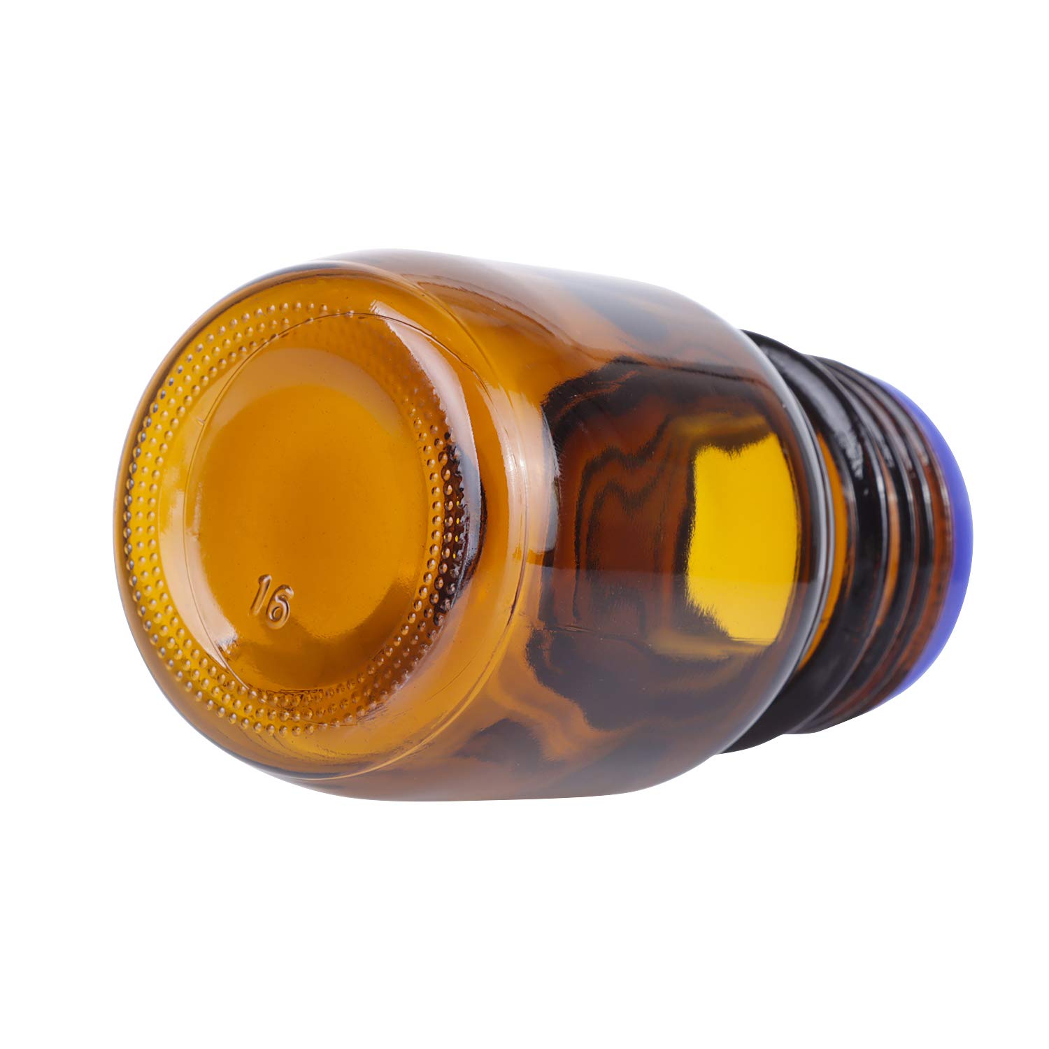 Paquete de 20 botellas de vidrio de borosilicato ámbar de 100 ml graduadas redondas de reactivo de laboratorio/botella de almacenamiento con tapón de rosca azul GL45