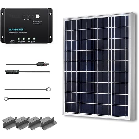 Renogy 100 Watts 12 Volts Polycrystalline Solar Starter Kit w/ 100w solar panel,30A Charge Controller, 8ft 10AWG Tray Cables,Solar Adaptor Kit