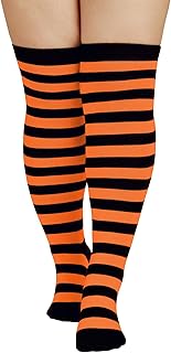 Plus Size Thigh High Socks Over the Knee Striped Thigh High Socks Plus Size Boot Thigh High Stockings for Women