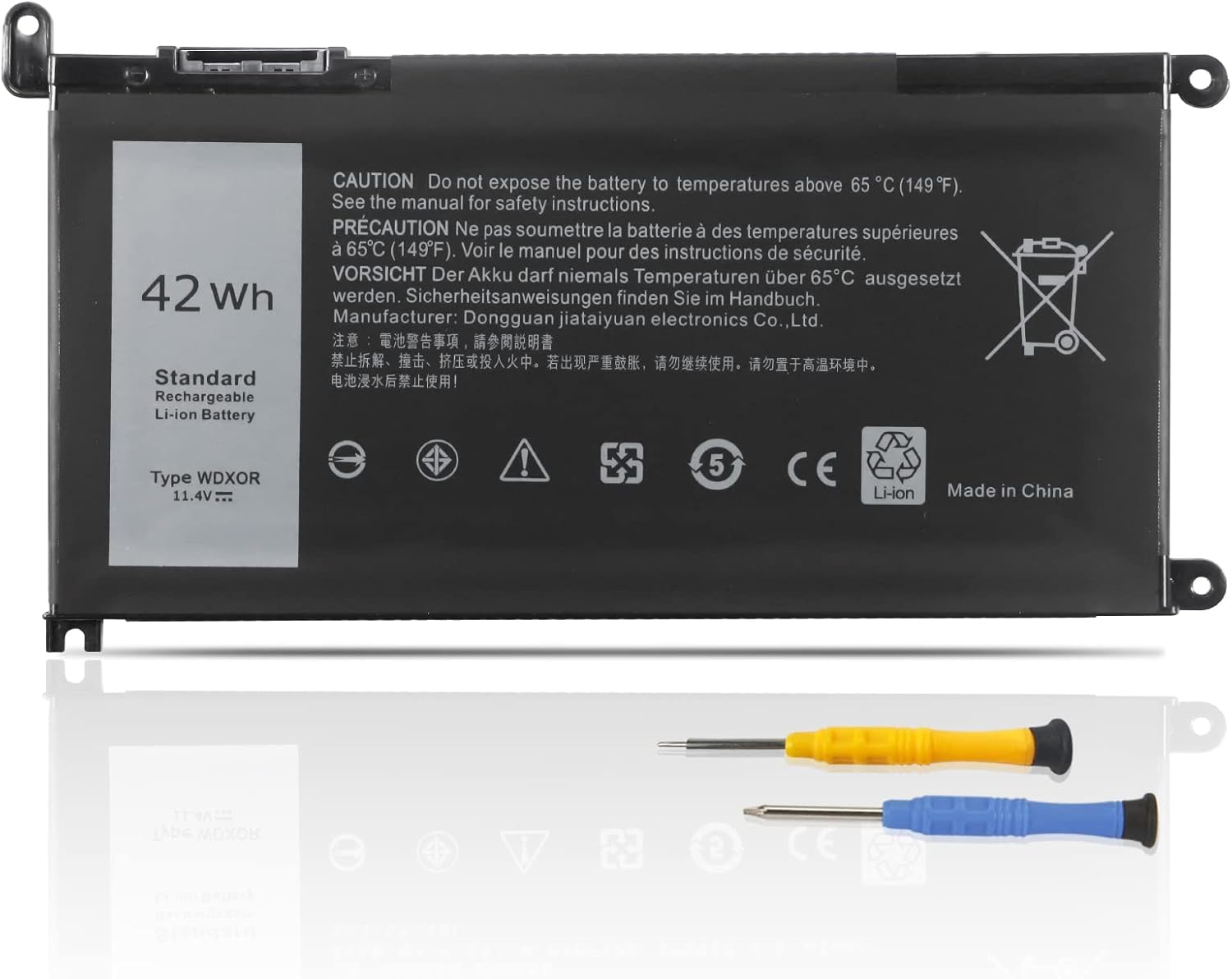 11.4V 42WH WDX0R WDXOR 5468 5568 3CRH3 Batería de Repuesto para computadora portátil Compatible for Dell Latitude 3480 3580 3189 3379 7570 7573 7579 7580 7569 5368 5378 5379 7368 7378 Series