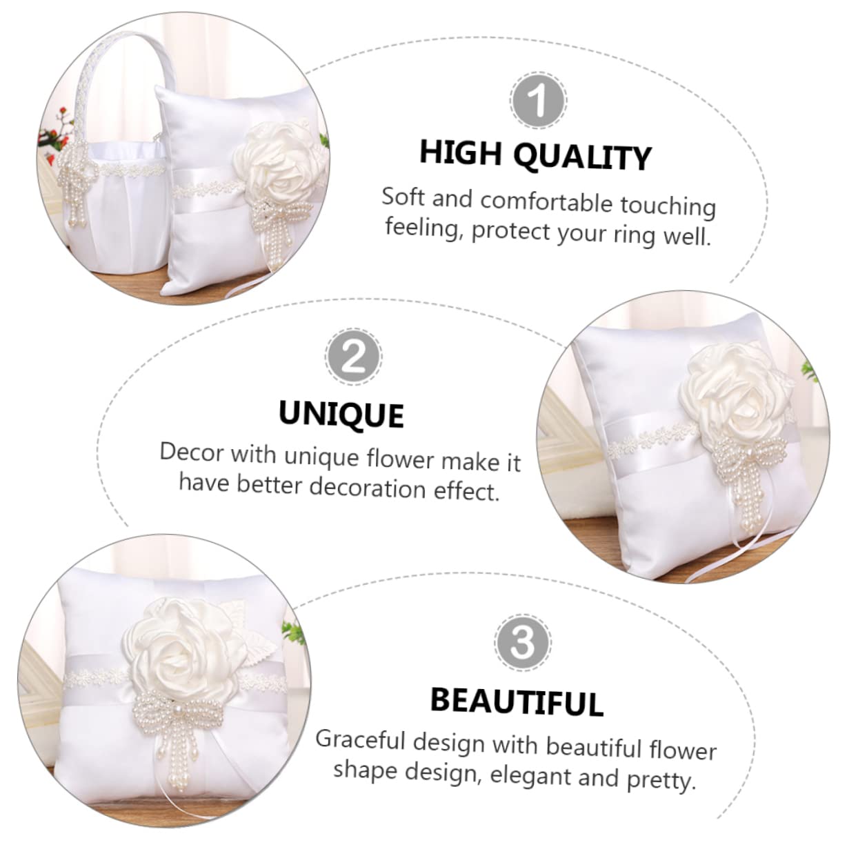 Cabilock 1Pc Floral Wedding Ring Pillow with Elegant Lace Design Cushion for Wedding Ceremony Wedding Decor and Ring Bearer Accessory and Reusable