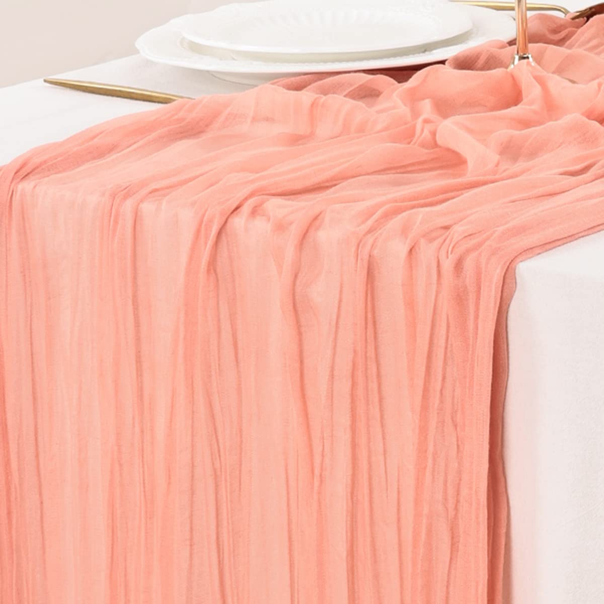 Socomi Beige Cheesecloth Table Runner Easter Spring Boho Rustic Gauze 120 inch 10FT Cheese Cloth Runner for Wedding Party Baby Shower Birthday Home Decor Holiday Decorations — view 15
