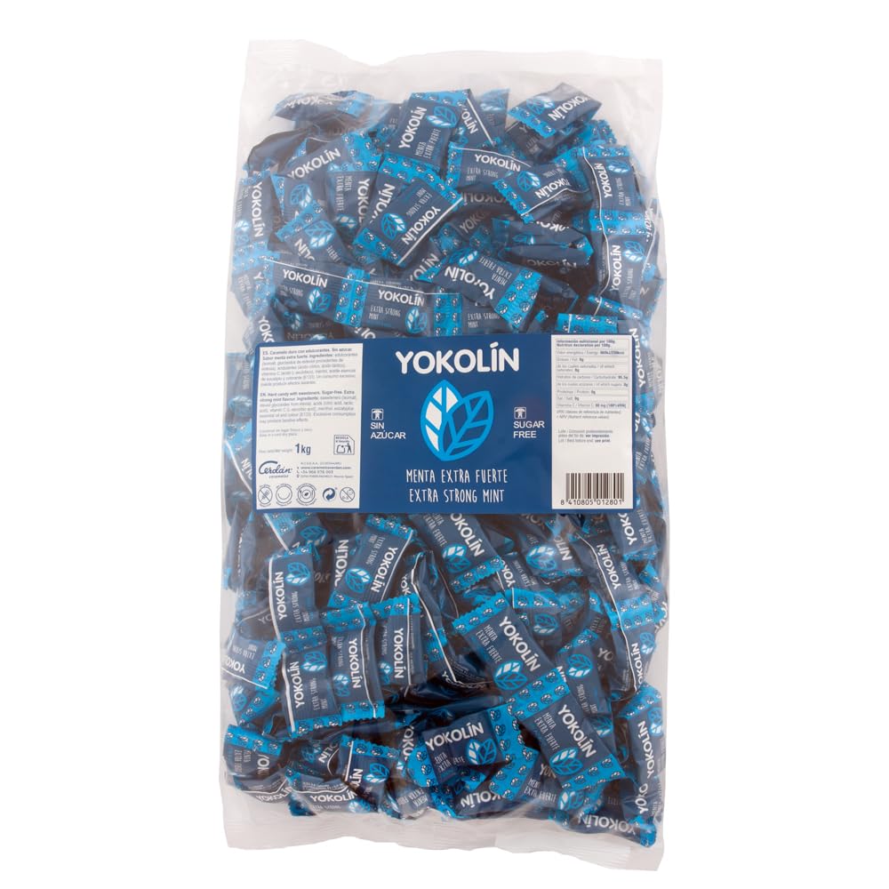 Caramelos Cerdán - Caramelo sin Azúcar Yokolín Sabor Menta Extra Fuerte | Bolsa 1 kg | Caramelo Duro Redondo Sin Gluten ni Alérgenos | Ideal para Fiestas, Eventos y Cumpleaños