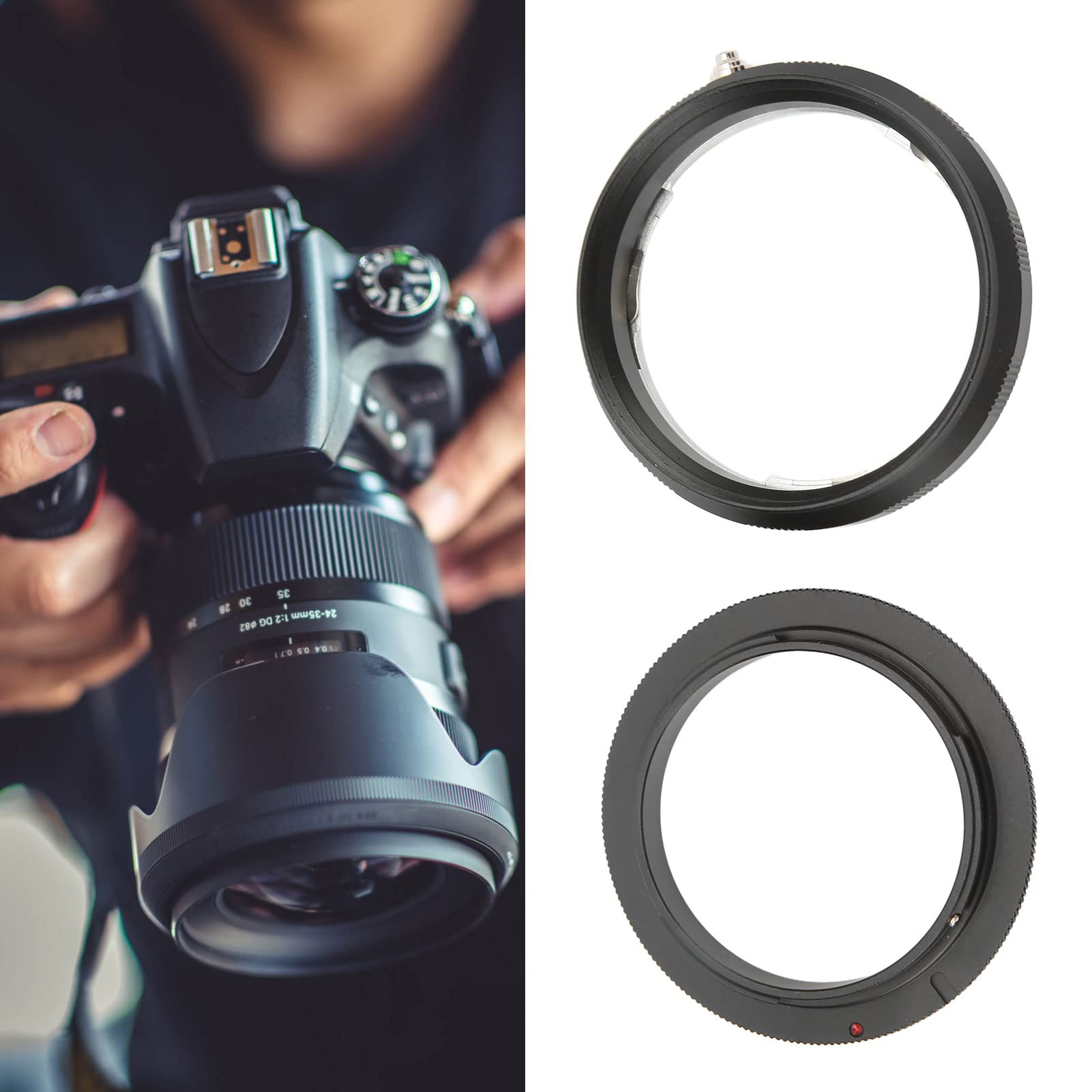 Fydun Pierścień Adaptera Odwróconego Makro 58 Mm Adapter Obiektywu do Mocowania Aparatu Pierścień Ochronny i Osłona Tylnego Mocowania Obiektywu Filtr z Gwintem 58 Mm do Montażu EF