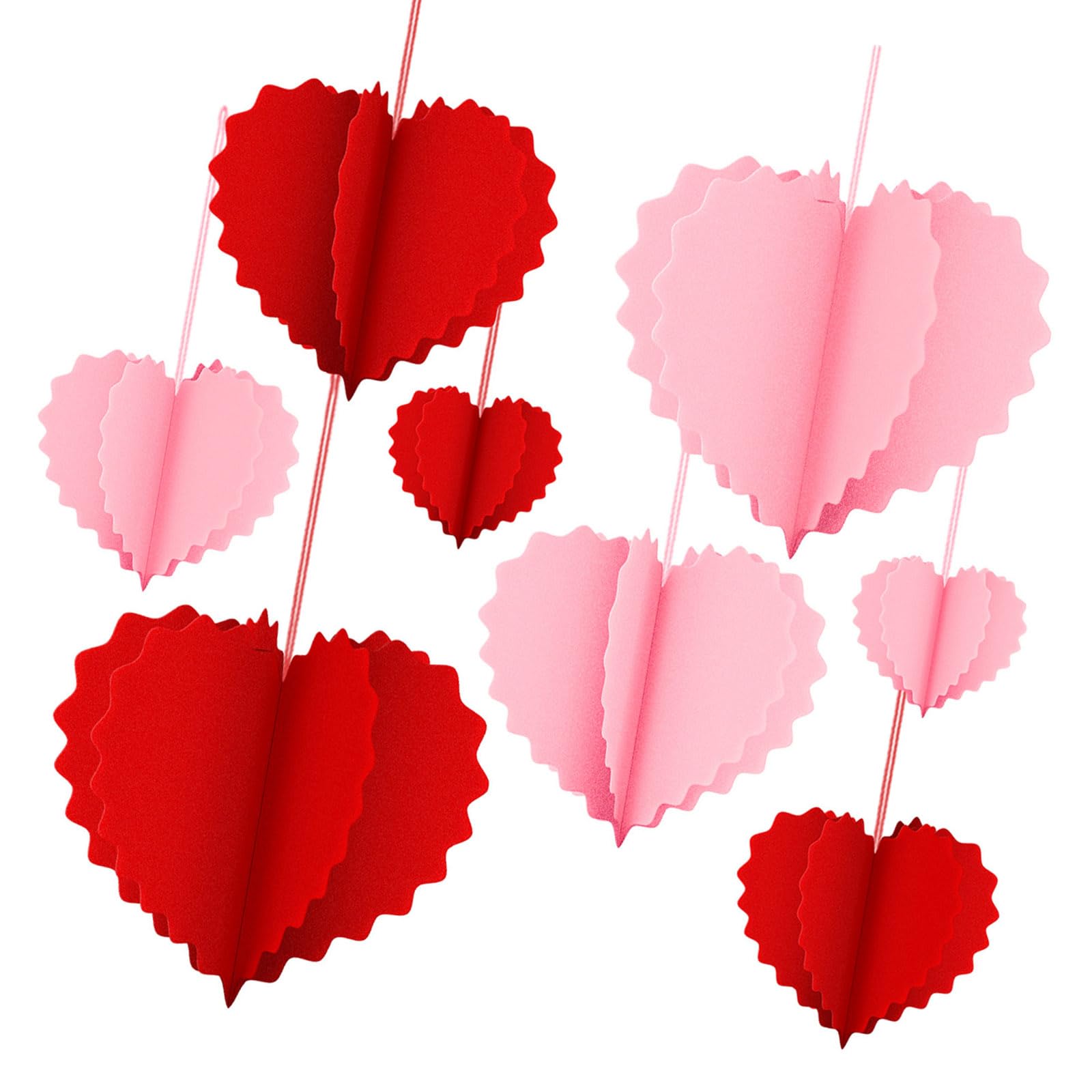 hogtnd Pack of 8 Love Heart Shape Ornament, Quick Foldable Paper Heart, Valentine's Day Decoration for Festival, Celebration, Wedding