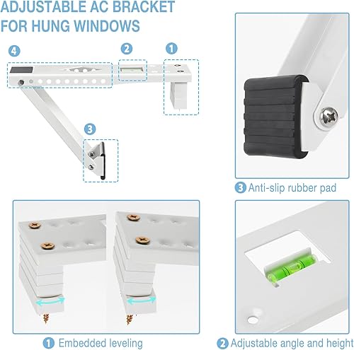 Miniatura 4 de HOXHA Soporte universal de aire acondicionado para ventana, soporte de aire acondicionado de ventana, soporte de CA para ventana, soporte de aire