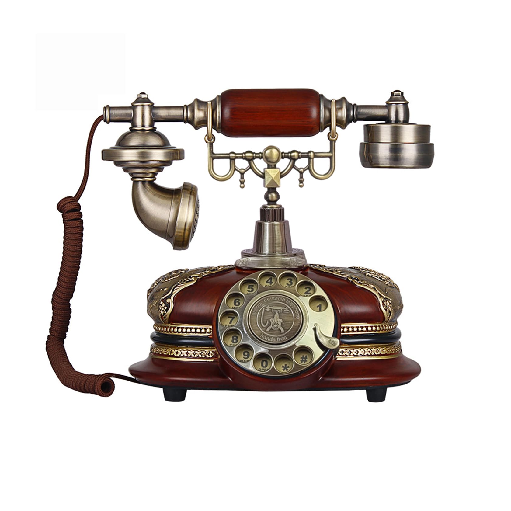 TelPal Retro Vintage Antique Style Rotary Dial Button Desk Telephone Phone Home Living Room Decor