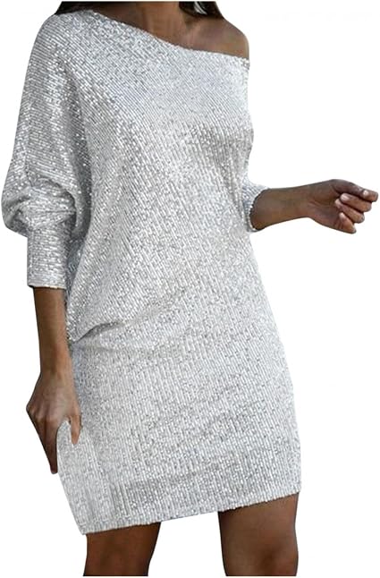 Shoulder Sequin Sexy Dresses Casual 