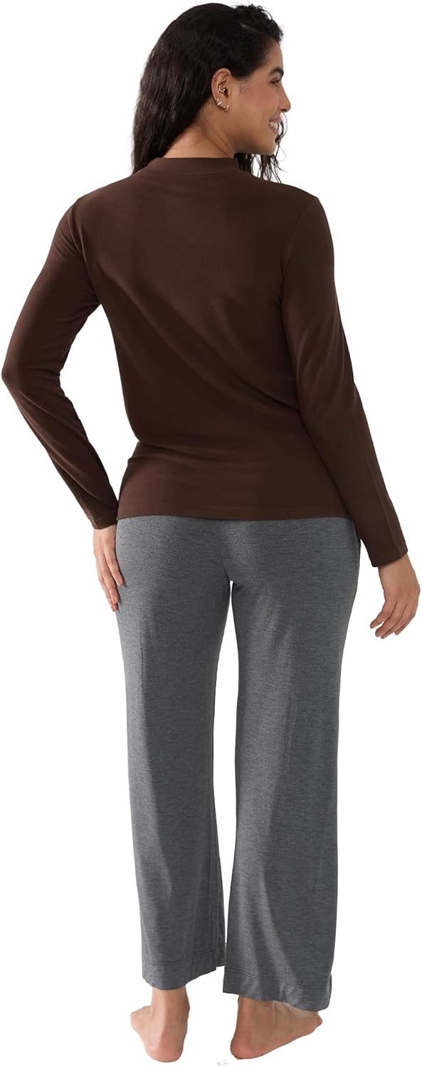 Women's Long Sleeve Thermal Top Lightweight Basic Layer Bamboo Viscose Undershirts - Image 6