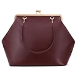 Large Women's Kiss Lock Bag PU Medium Top Handle Handbags Kiss Clasp Shoulder Bags Tote Purse Messenger Clutch