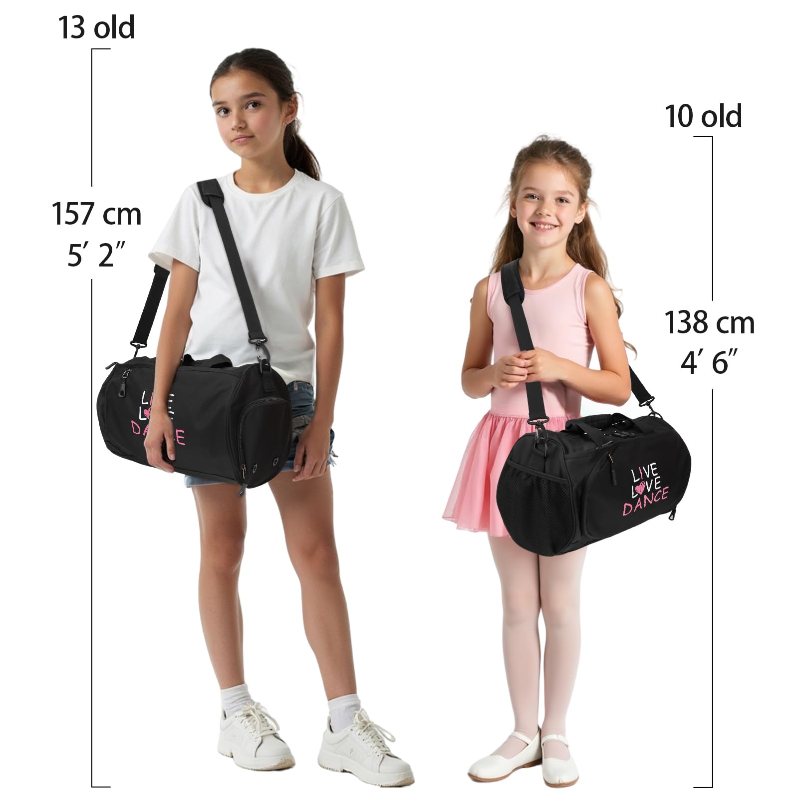 kilofly Borsone da donna, per danza, sport, palestra, borsa a tracolla da viaggio