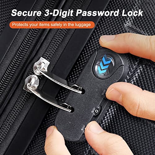 F2C Hardside Expandable Luggage Sets 3 Piece 22 inch 26 inch 30 inch Hardshell Suitcases with Height Adjustable TSA Lock Spinner Wheels Lightweight Sturdy4