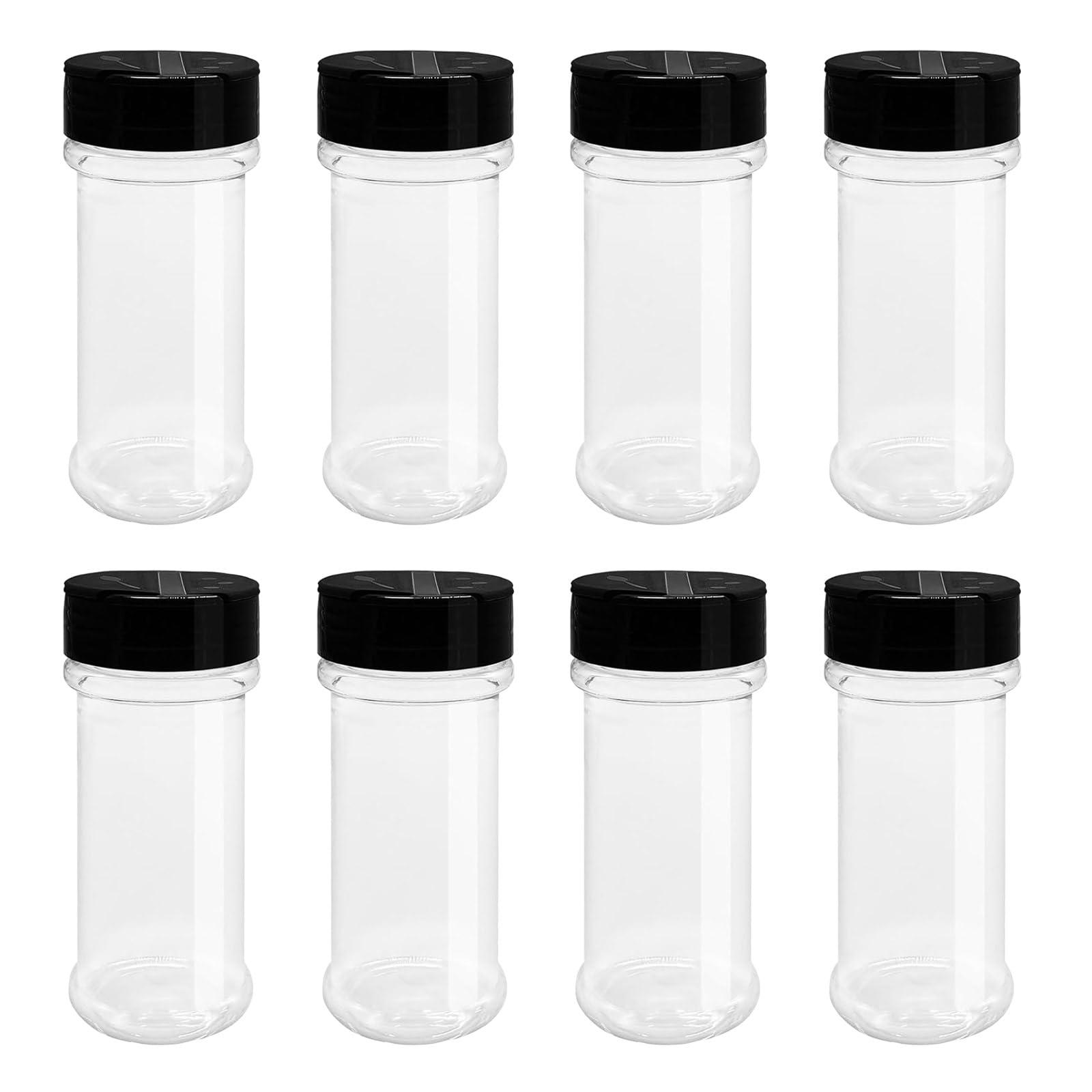 sodeber 8Pcs Multipurpose Round Spices Jars Clear Container for Storing and Rubs with Sturdy Shaker Lids Jars