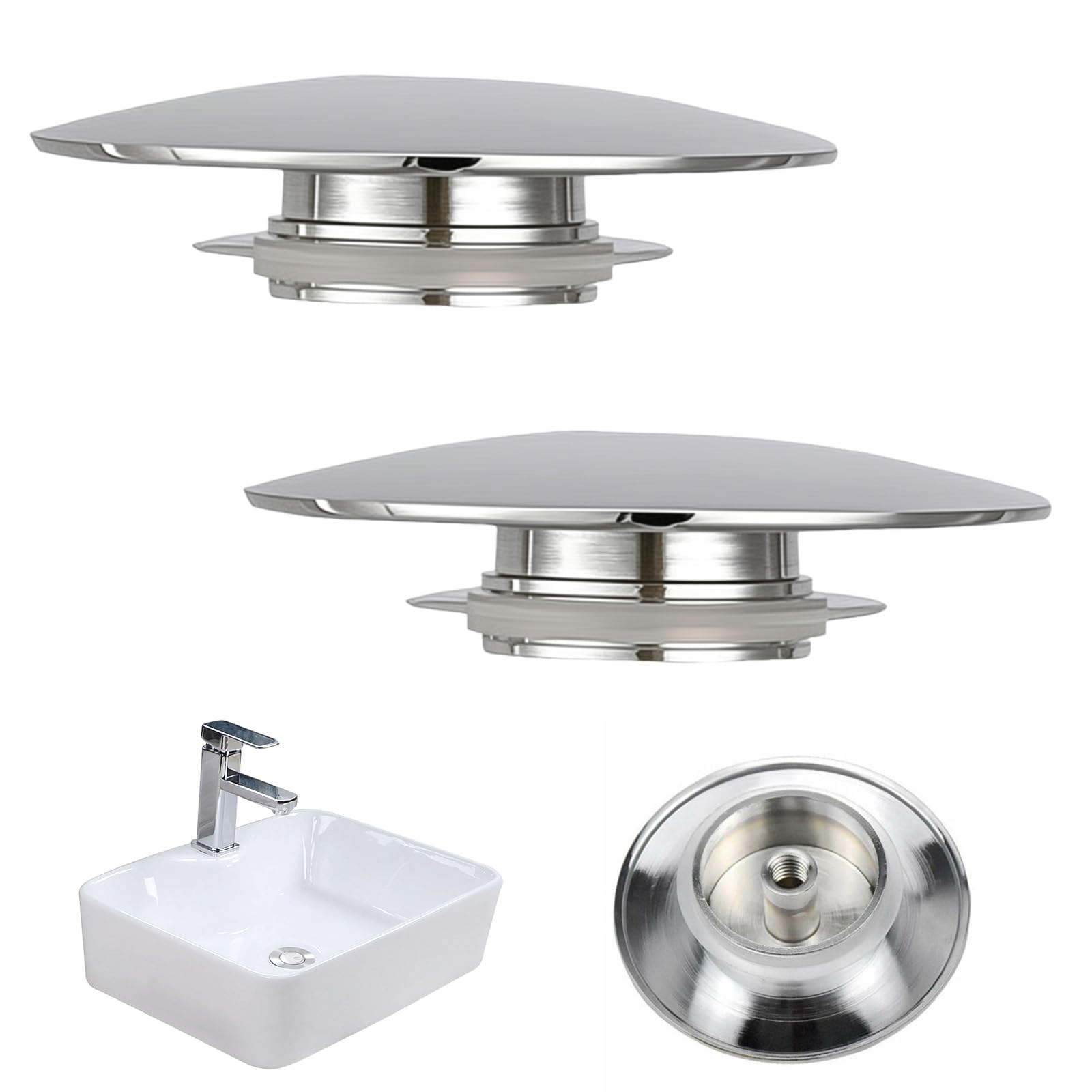2Pcs Pop Up Sink Plug Replacement, 66mm Sink Push Button Replacement Parts