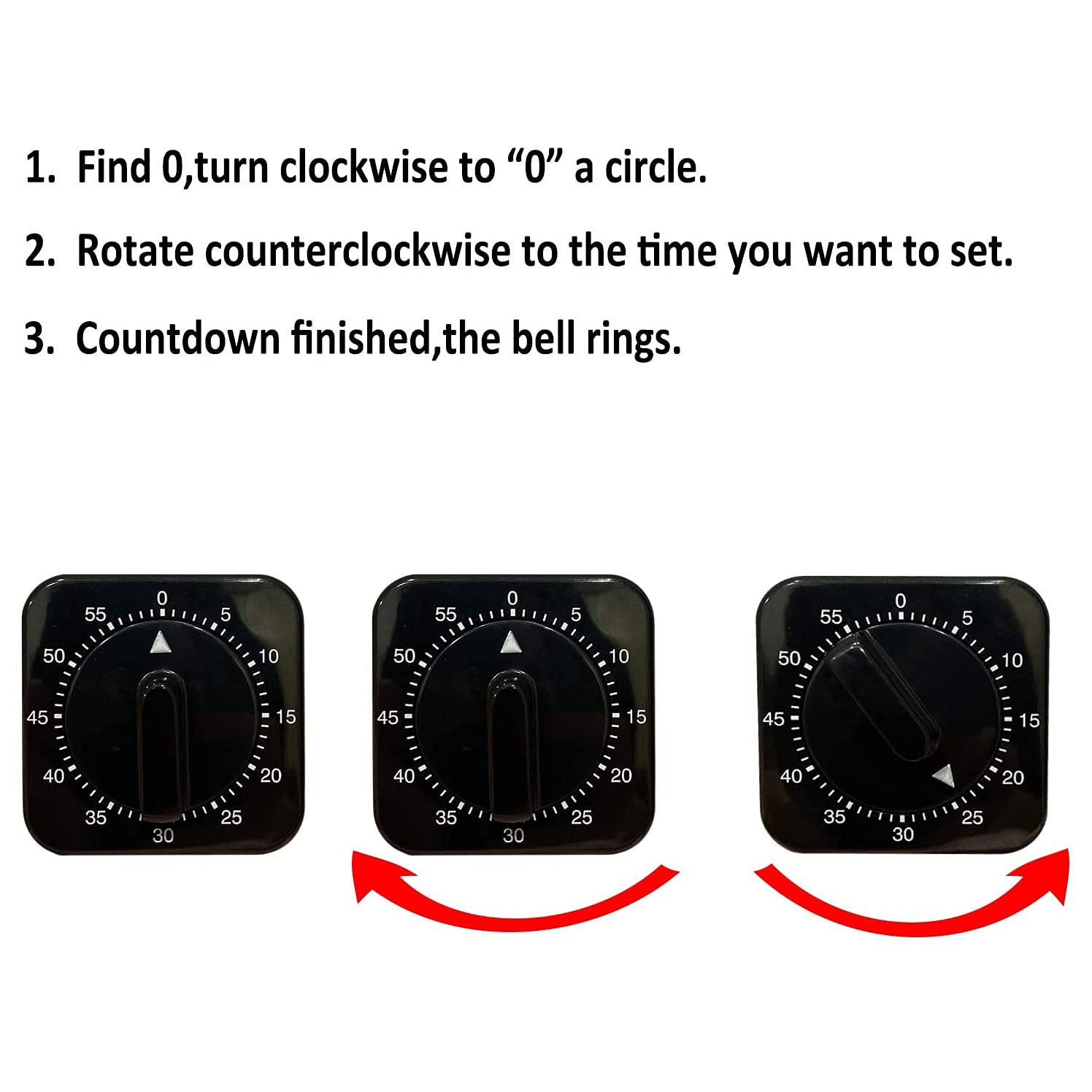 minutnik, Kitchen Timer, 60-Minute Visual Countdown, Loud Voice, Auto-Off, Fun Shaped Mechanical for