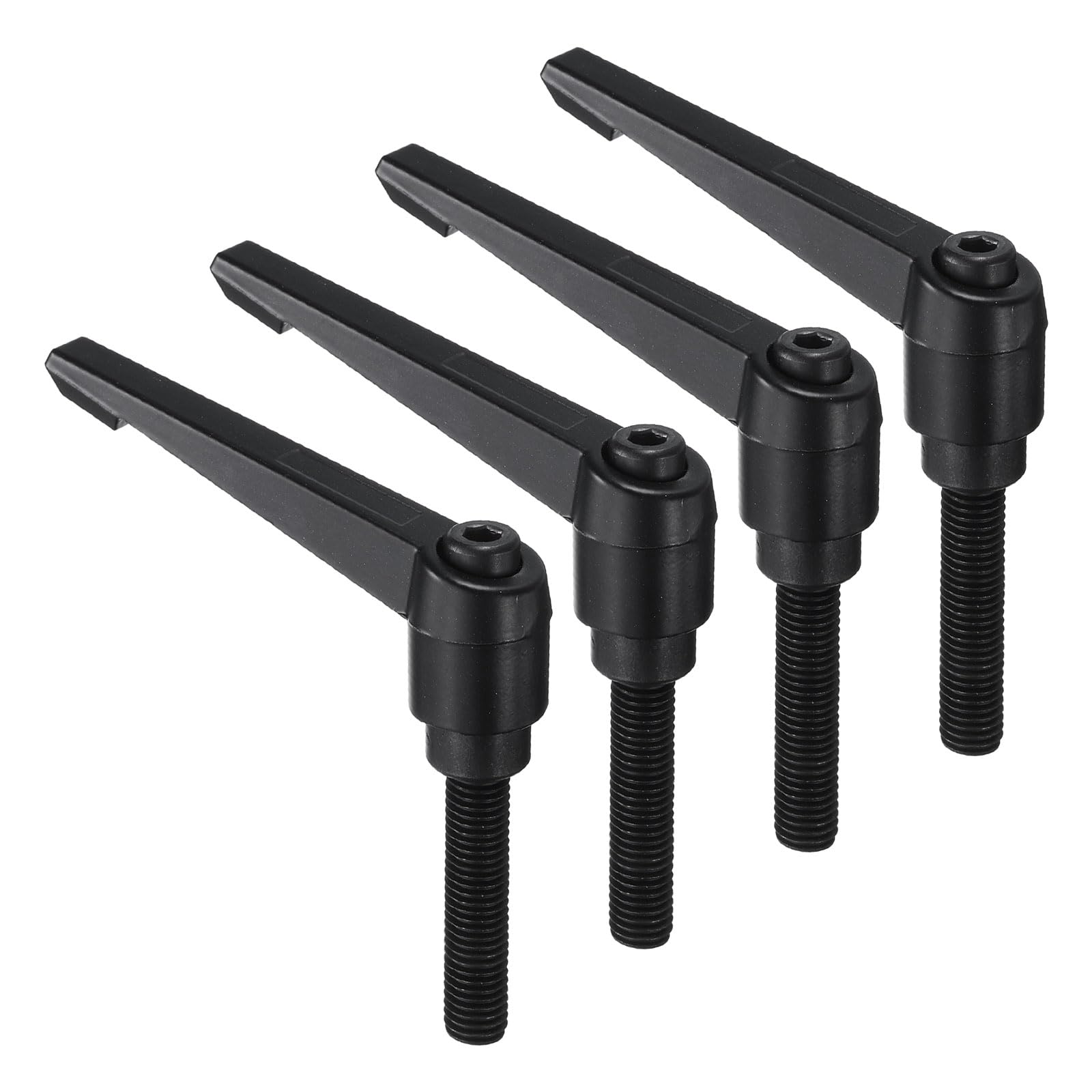uxcell 4pcs Clamping Lever Handles, M10 x 50mm Black Oxide Carbon Steel Threaded Male Stud, Adjustable Handles Locking Quick Release Ratchet Push Button Bolt Knobs, Black