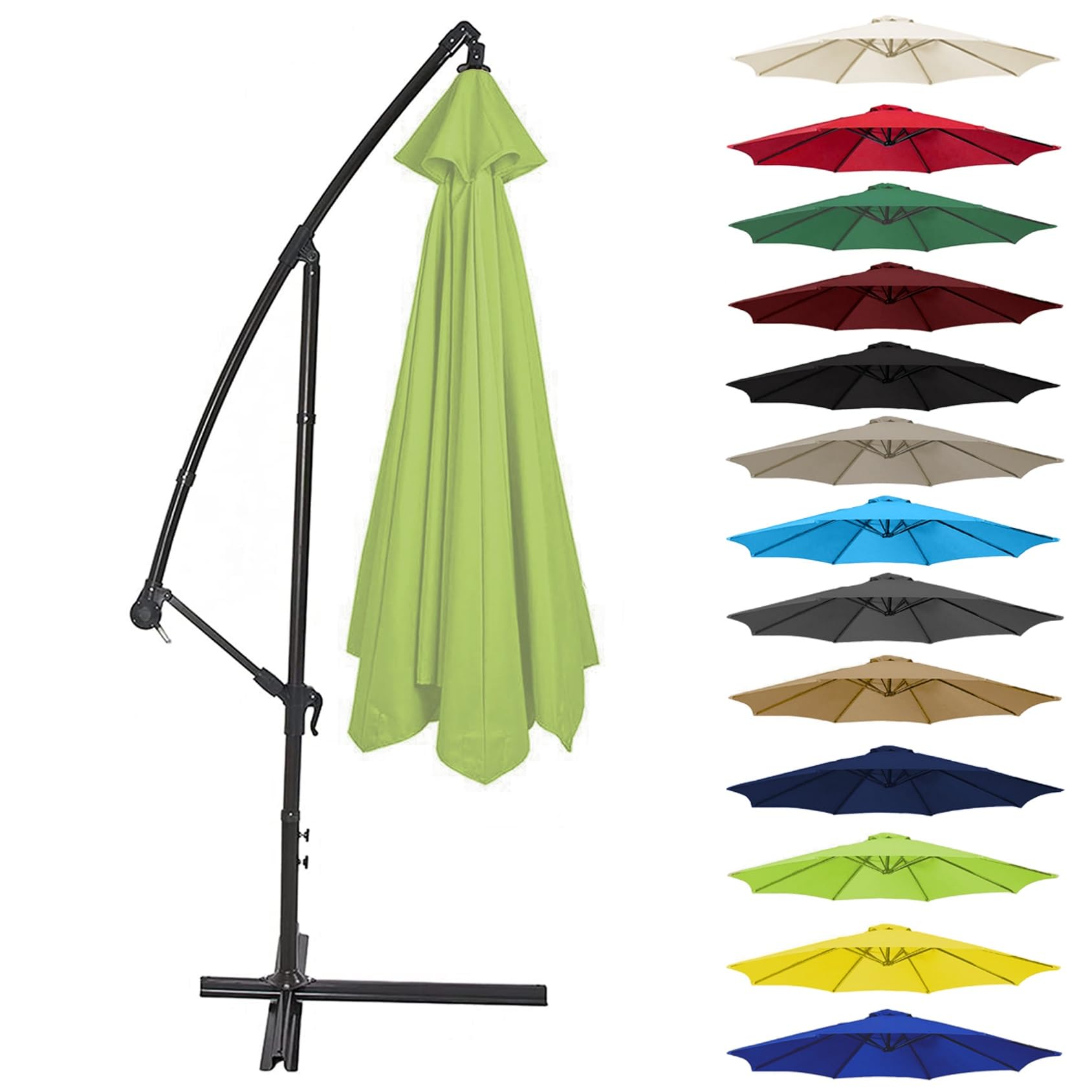Canopy Cover 200CM 2.7M 300CM (6 Arms/8 Arms) Umbrella Replacement Cloth Cantilever Parasol Top Fabric Cover UV Protective(Color:Grass green,Size:8 ribs-2.7m(8.8ft))