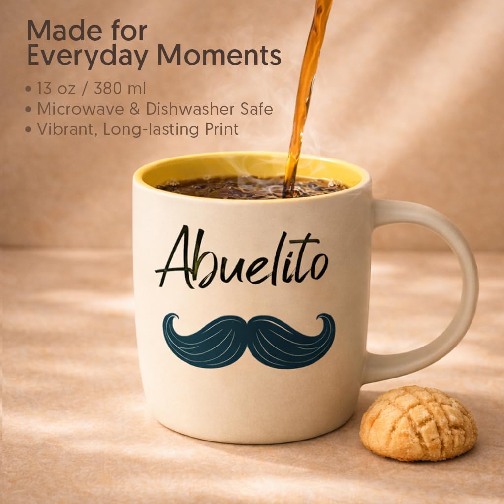 Triple Gifffted Abuelito Coffee Mug in Spanish, Taza Abuelo, 13 Oz Ceramic
