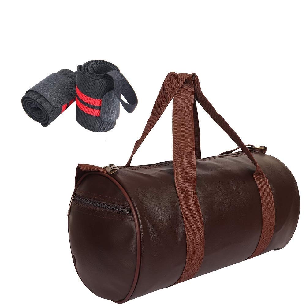 Combo Set of Duffle Polyester Bag with Wrist Support Band-Wrist Straps/Gym Bags/Adjustable Shoulder Bag for Men/Duffle Bags Travel (Brown)-image-16