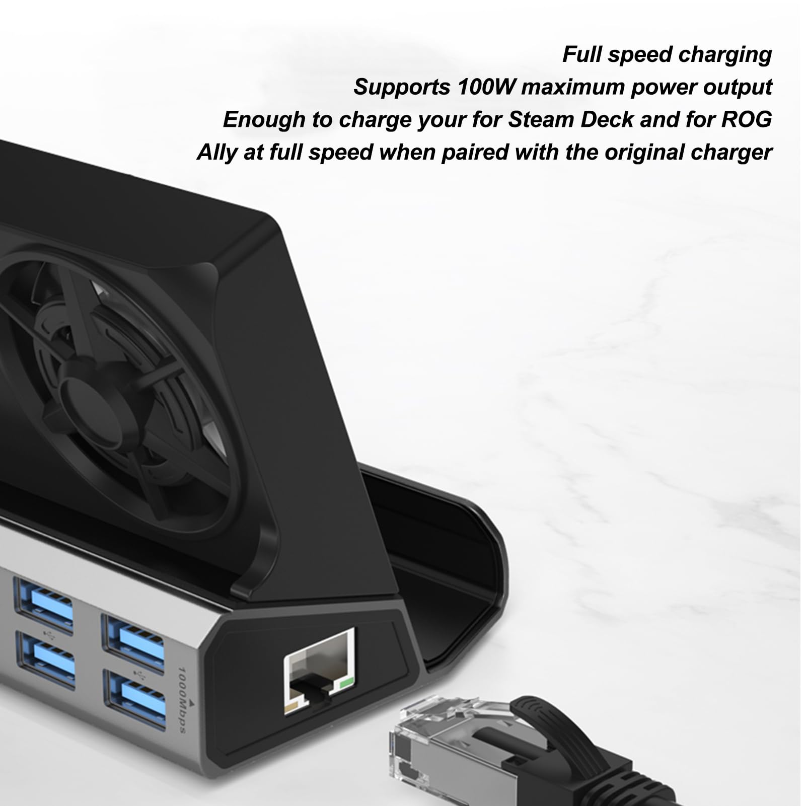 10 en 1 estación de Acoplamiento de Consola de Juegos con 4k 60Hz, 100W PD, USB3.0/2.0, Gigabit RJ45 para Steam Deck, Rog Ally More