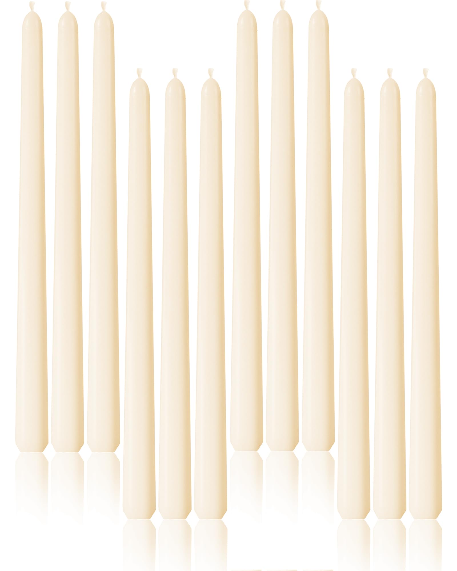 Taper Candles 10 Inch Ivory Set of 12 Unscented, Dripless, Smokeless Long Tall Tapered Candlesticks Wedding Advent Home Decor Dinner Christmas