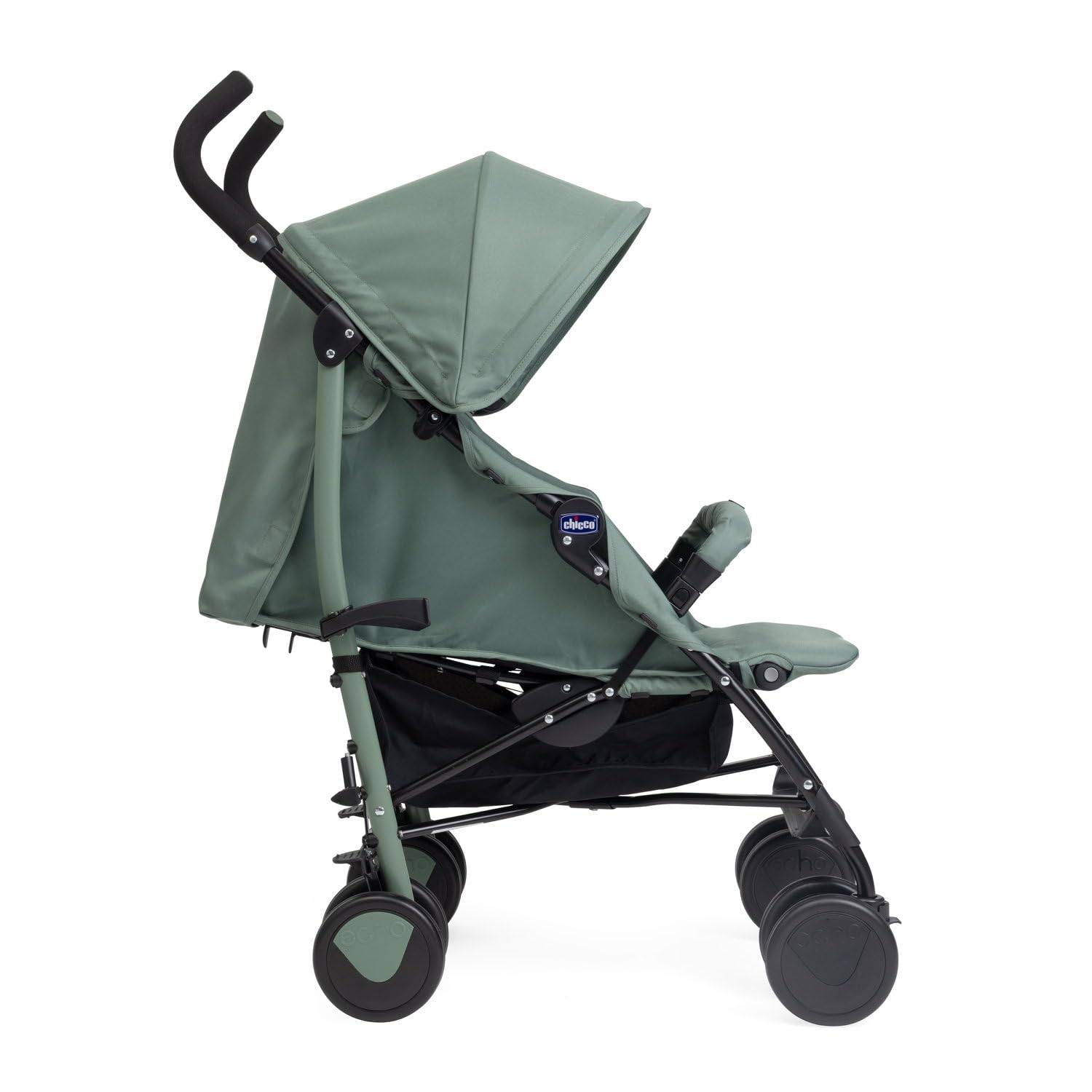 Chicco Echo Lite Poussette Bebé Légère, de 0 Mois à 22 kg, Poussette canne, Dossier inclinable et réglable en 4 positions, Siège Spacieux, Double Frein et Roues Avant Pivotantes, Vert