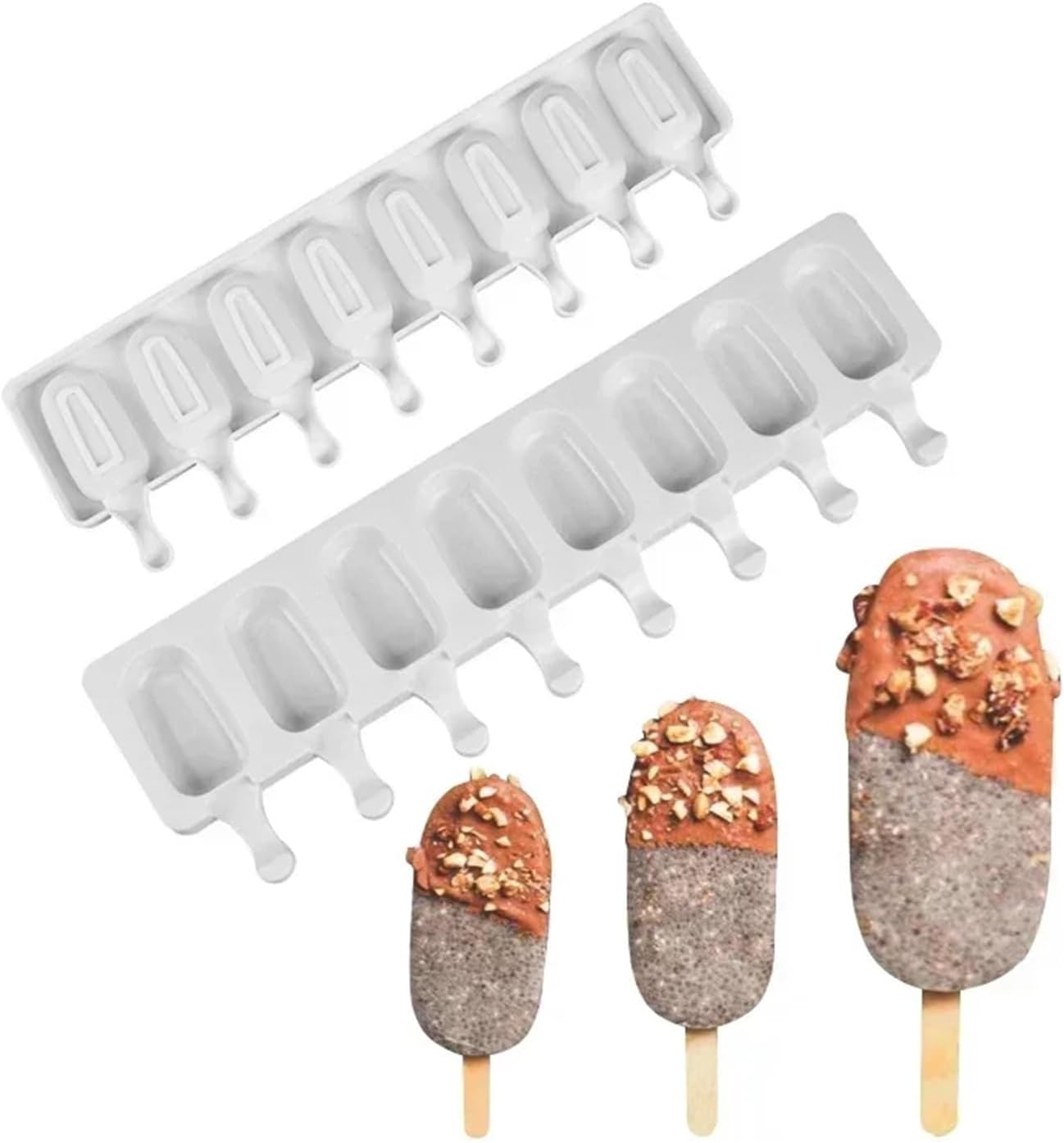 4/8穴シリコン製アイスクリーム型 アイスキャンディー型 DIY 自家製デザート 冷凍庫用 フルーツジュース アイスキューブメーカー