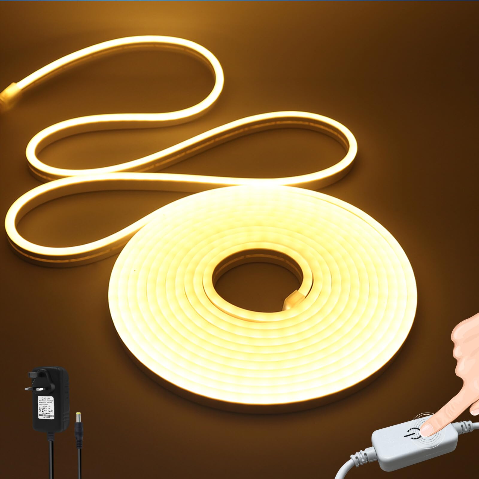 Wisada 24V Dimmable LED Neon Light Strip [1m, Warm White 3000-3500K], IP67 Waterproof Flexible, 120 LEDs/m SMD2835 LED Light Strip CRI85+, for Home/Store Decorative Lighting