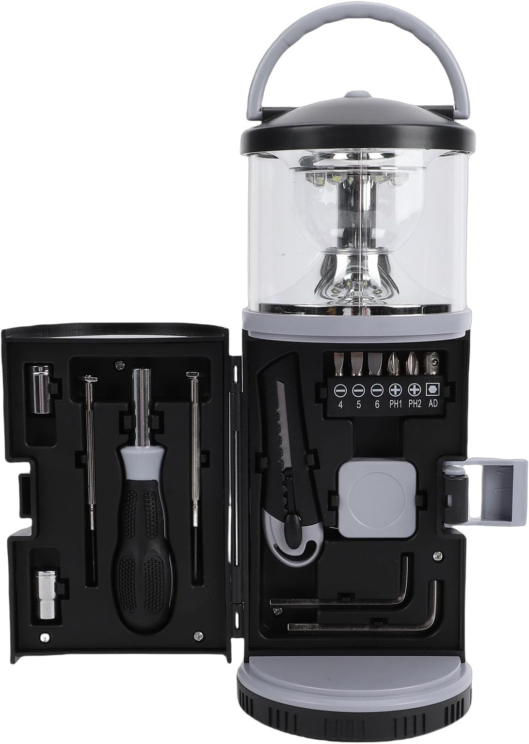 Multifunctional LED Camping Lantern with Hardware Tool Set 360 Degree Lighting Emergency Red Warning Light Portable Outdoor Fishing Gear