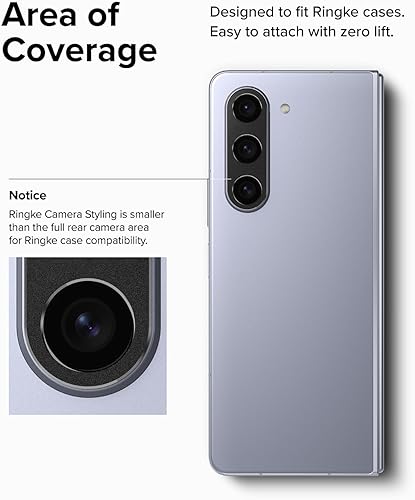 Miniatura 8 de Ringke Estilo de cámara elegante marco de aluminio compatible con protector de lente de cámara Samsung Galaxy Z Fold 5, cubierta protectora de metal