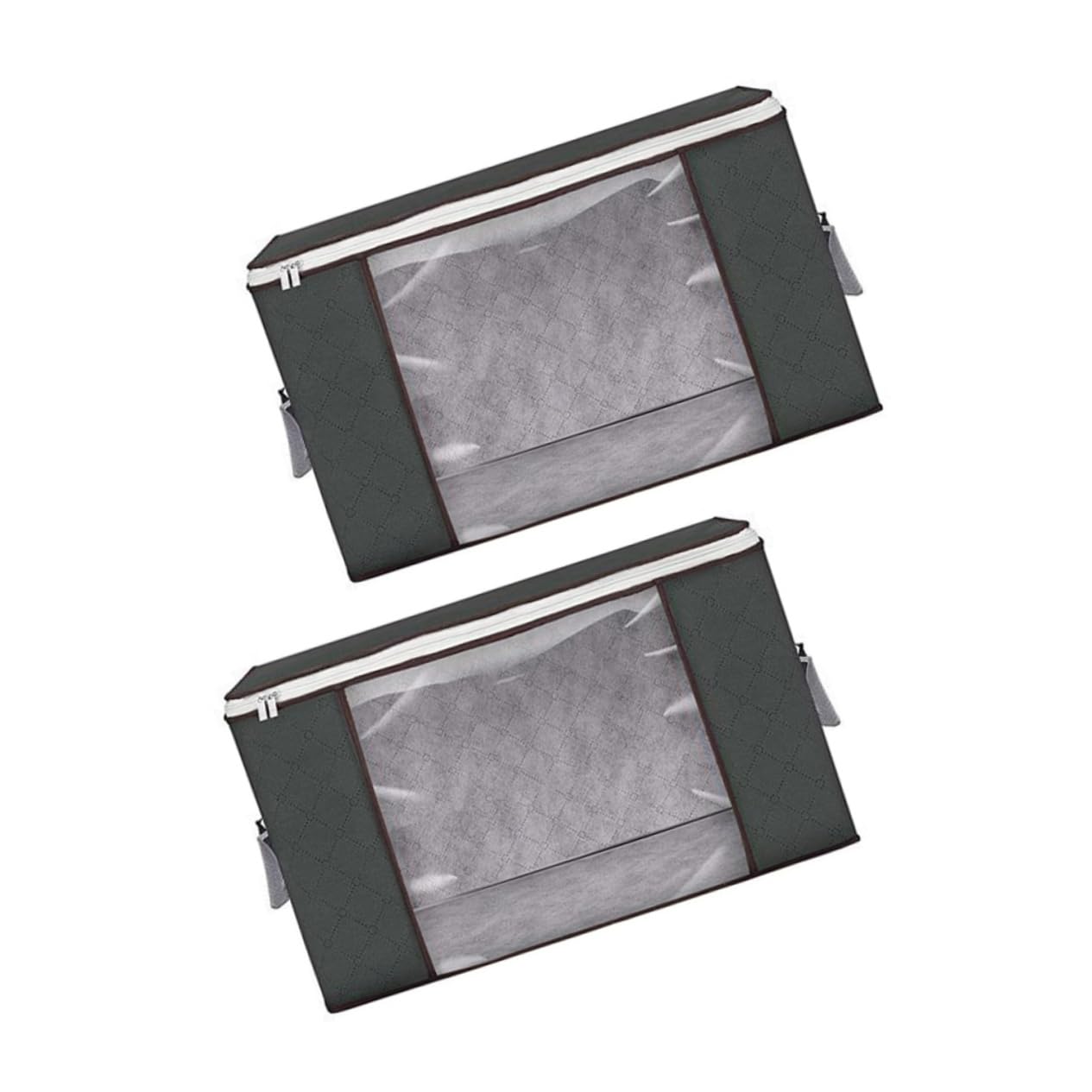 Vaguelly 2pezzi Borsa Portaoggetti Per Trapunte Organizer Con Finestra Trasparente Contenitori Per Riporre Vestiti in Non Design Pieghevole e Cerniera Per Armadietto o Sotto Letto